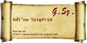 Güns Szigfrid névjegykártya
